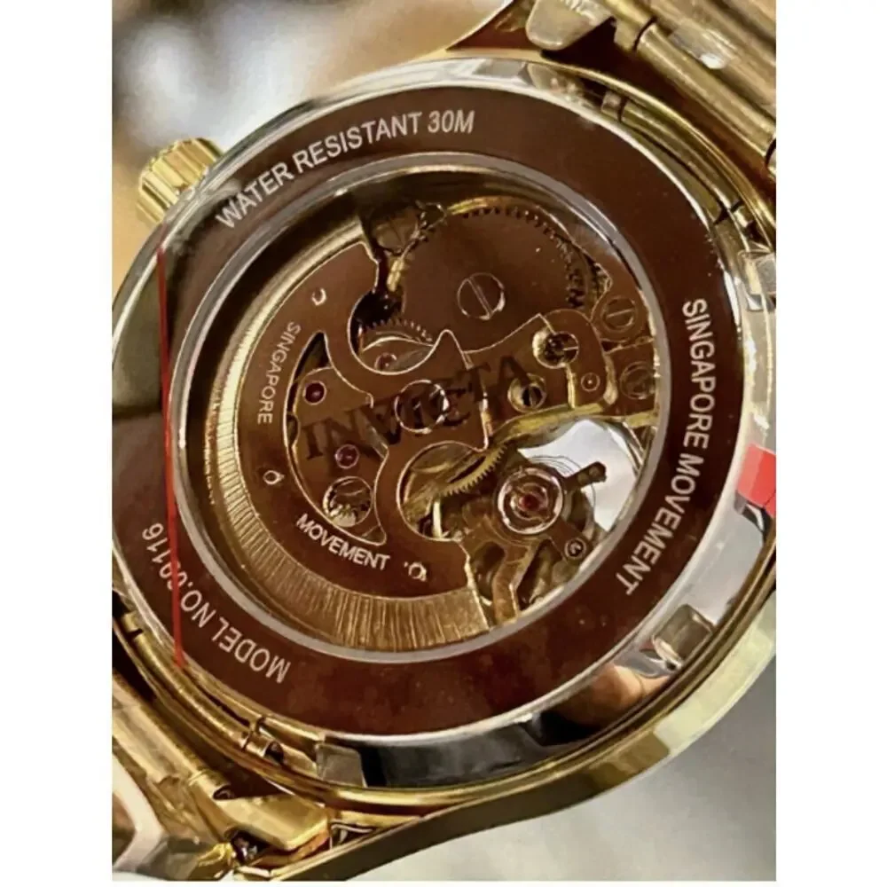 Invicta NWT IN BOX, Objet D Art Automatic Men's Watch Skeleton Dial 40mm, Gold
